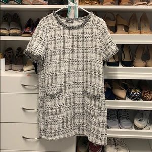 Shein black, silver and white tweed style dress